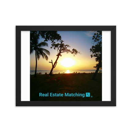Beautiful Sea View Framed poster with realestatematching with key Logo