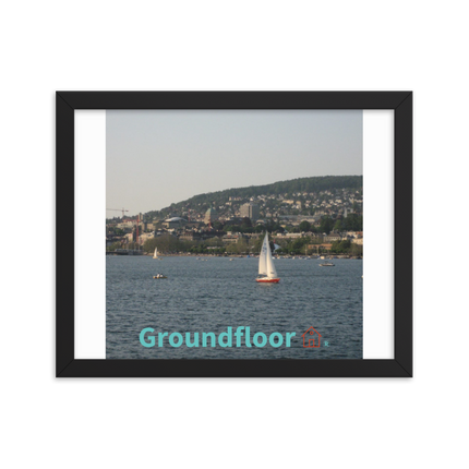 Beautiful River & Hills Sinari Framed poster with Groundfloor with House Logo