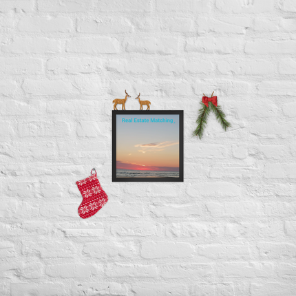 Sunset Sinari Framed poster with Real Estate Matching Logo