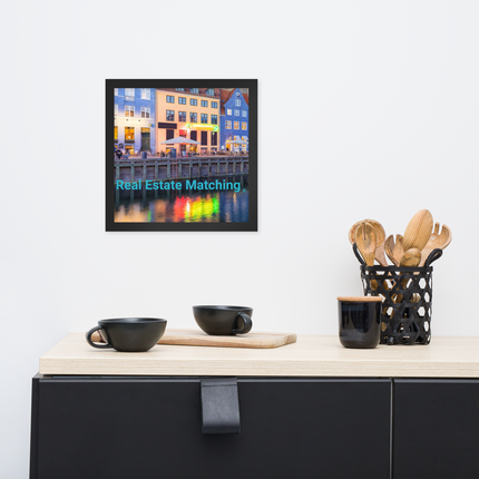 Nyhavn Framed poster with Real Estate Matching Logo