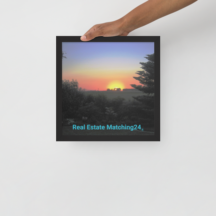 Beautiful Sunset Sinari Framed poster with realestatematching24 without key Logo