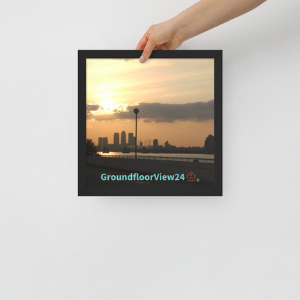 Majestic Sunset Framed poster with groundfloorview24 with House Logo