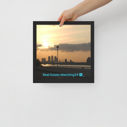 Majestic Sunset Framed poster with realestatematching24 with key Logo