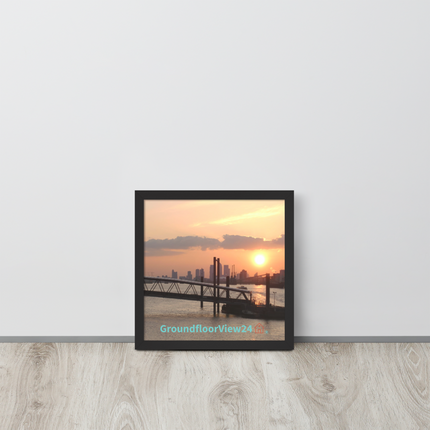 Evening Glow Framed poster with realestatematching with key Logo