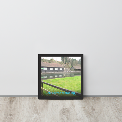 Lakeside Serenity Framed poster with realestatematching without key Logo