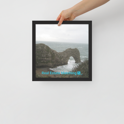 Coastal Escape Framed poster with realestatematching with key Logo