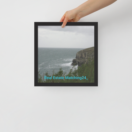 Seaside Serenity Framed poster with realestatematching24 without key Logo
