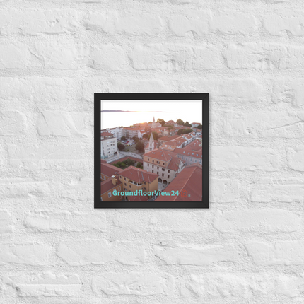 Roof Sunset View Framed poster with groundfloorview24 with House Logo