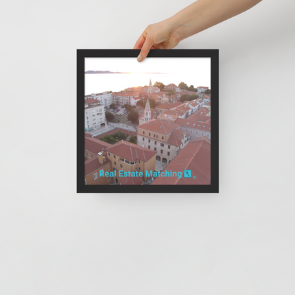 Roof Sunset View Framed poster with realestatematching with key Logo