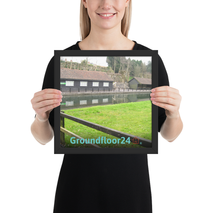 Lakeside Serenity Framed poster with Groundfloor24 with House Logo