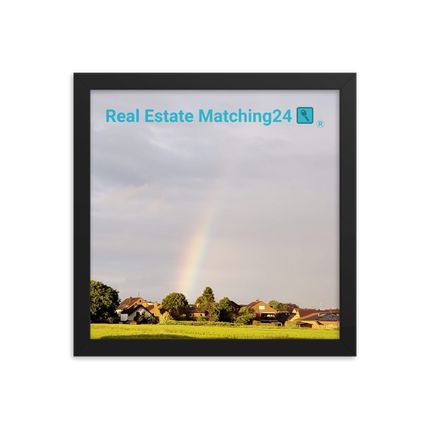 The Rainbow Sinari Framed poster with Real Estate Matching24 Logo