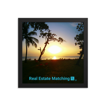 Beautiful Sea View Framed poster with realestatematching with key Logo
