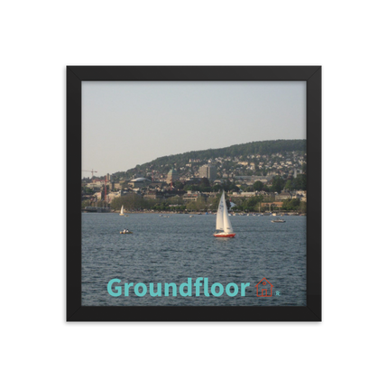 Beautiful River & Hills Sinari Framed poster with Groundfloor with House Logo