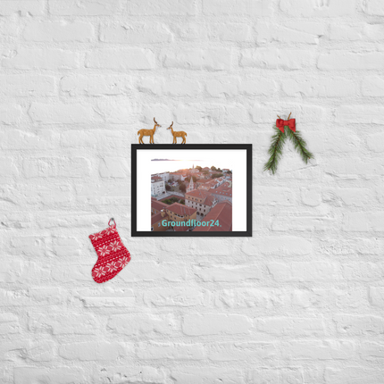 Roof Sunset View Framed poster with Groundfloor24 without House Logo
