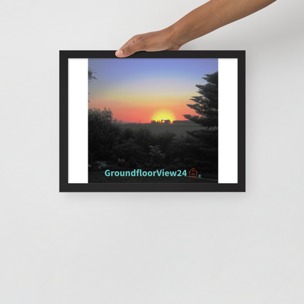 Beautiful Sunset Sinari Framed poster with groundfloorview24 with House Logo