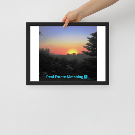 Beautiful Sunset Sinari Framed poster with realestatematching with key Logo