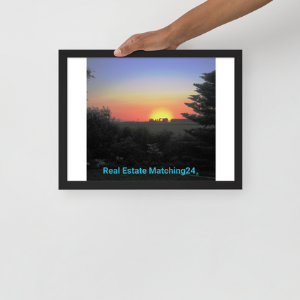 Beautiful Sunset Sinari Framed poster with realestatematching24 without key Logo