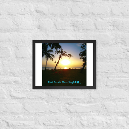 Beautiful Sea View Framed poster with realestatematching24 with key Logo