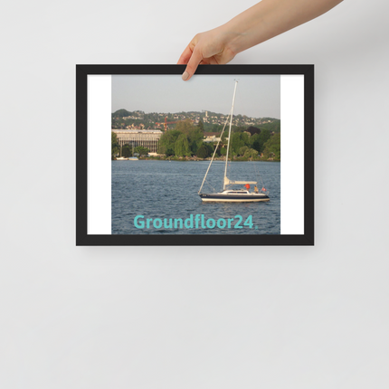 Boat on the River Framed poster with Groundfloor24 without House Logo