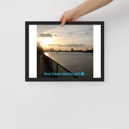 Awesome River View Framed poster with realestatematching24 with key Logo