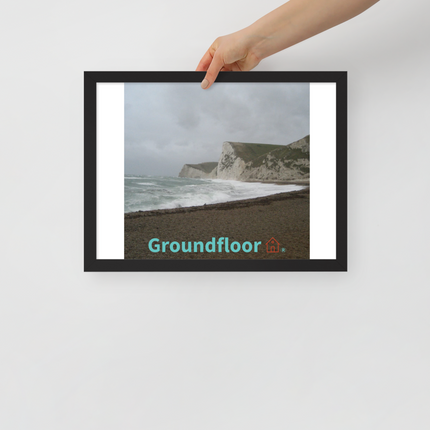 Waves and Sand Framed poster with Groundfloor with House Logo