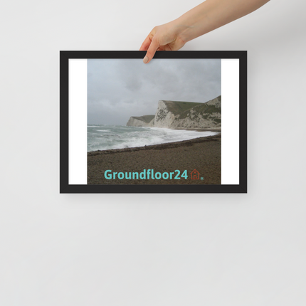 Waves and Sand Framed poster with Groundfloor24 with House Logo