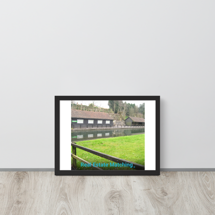 Lakeside Serenity Framed poster with realestatematching without key Logo