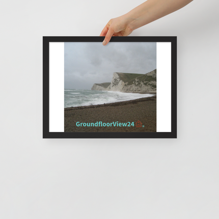 Waves and Sand Framed poster with groundfloorview24 with House Logo