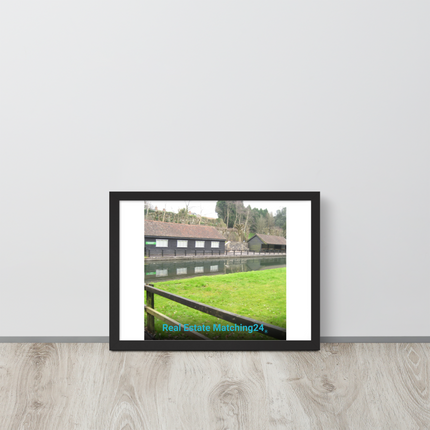 Lakeside Serenity Framed poster with realestatematching24 without key Logo