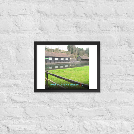 Lakeside Serenity Framed poster with realestatepartner24 with house Logo