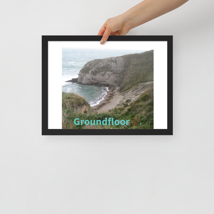 Sea & Hills Framed poster with Groundfloor with House Logo