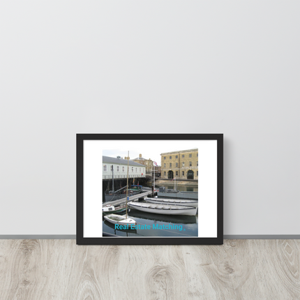 Boat on Water Framed poster with realestatematching without key Logo