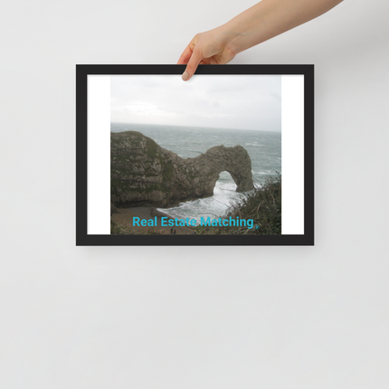 Coastal Escape Framed poster with realestatematching without key Logo