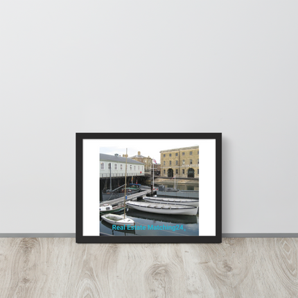 Boat on Water Framed poster with realestatematching24 without key Logo