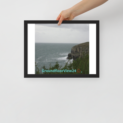 Seaside Serenity Framed poster with groundfloorview24 with House Logo
