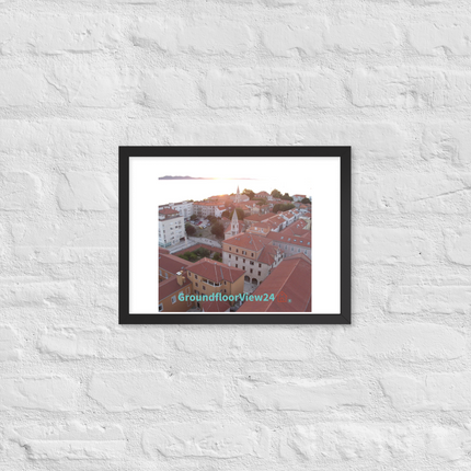 Roof Sunset View Framed poster with groundfloorview24 with House Logo
