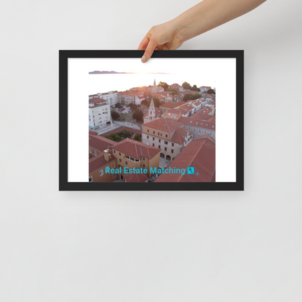 Roof Sunset View Framed poster with realestatematching with key Logo