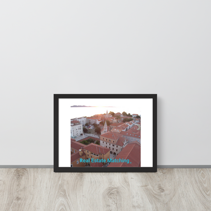 Roof Sunset View Framed poster with realestatematching without key Logo