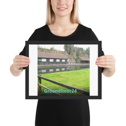 Lakeside Serenity Framed poster with Groundfloor24 with House Logo
