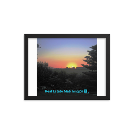 Beautiful Sunset Sinari Framed poster with realestatematching24 with key Logo