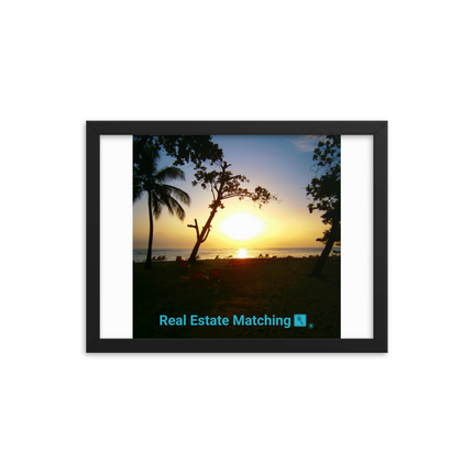 Beautiful Sea View Framed poster with realestatematching with key Logo