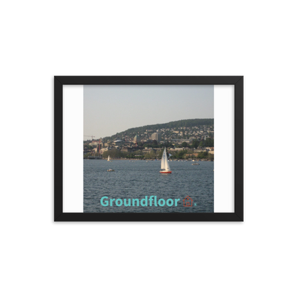 Beautiful River & Hills Sinari Framed poster with Groundfloor with House Logo
