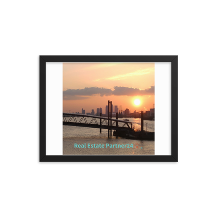Evening Glow Framed poster with realestatepartner24 with house Logo
