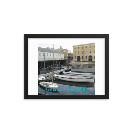 Boat on Water Framed poster with realestatematching24 with key Logo