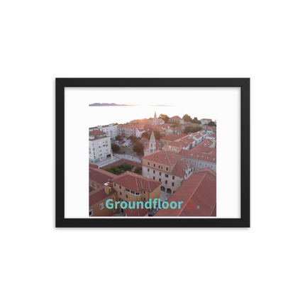 Roof Sunset View Framed poster with Groundfloor with House Logo