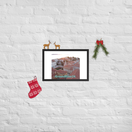 Roof Sunset View Framed poster with Groundfloor24 without House Logo