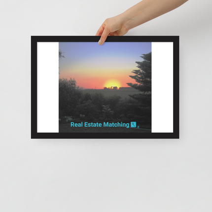 Beautiful Sunset Sinari Framed poster with realestatematching with key Logo