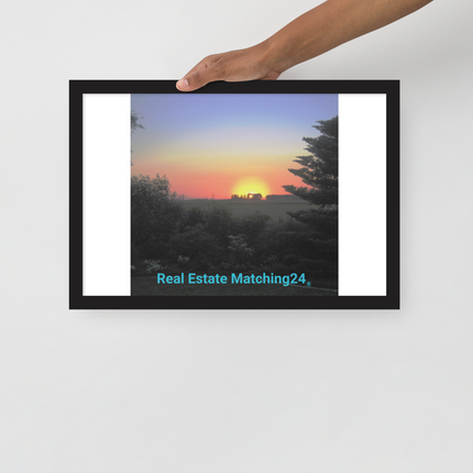 Beautiful Sunset Sinari Framed poster with realestatematching24 without key Logo