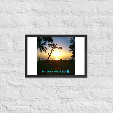 Beautiful Sea View Framed poster with realestatematching24 with key Logo