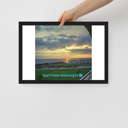 Natural View Framed poster with realestatematching24 with key Logo